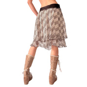 Silk Tiered Polka Dot Skirt (S)