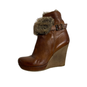 Vintage Fur Trim Wedge Ankle Boots (EU 41 US 9 UK 7)