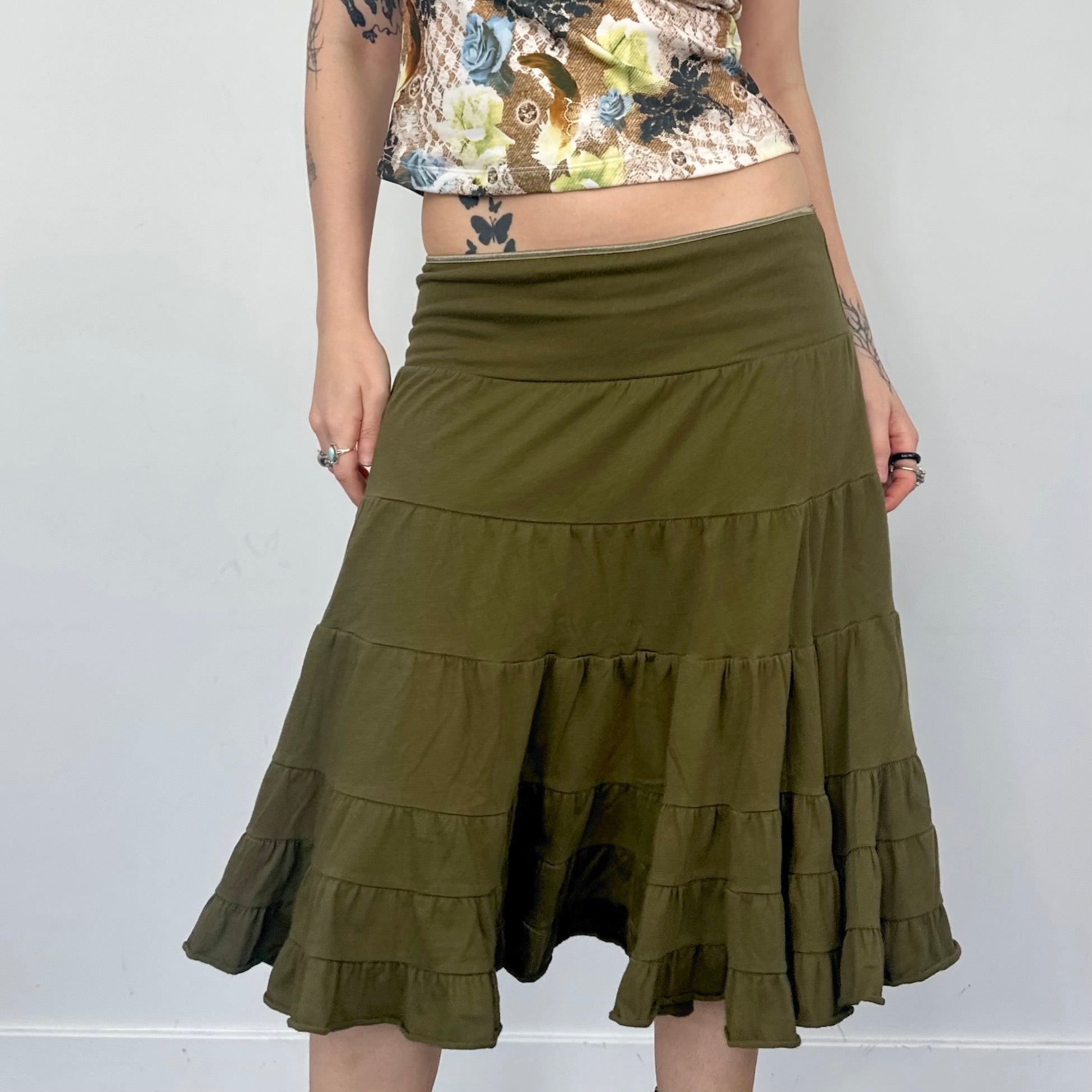Moss Green Midi Skirt (S/M)