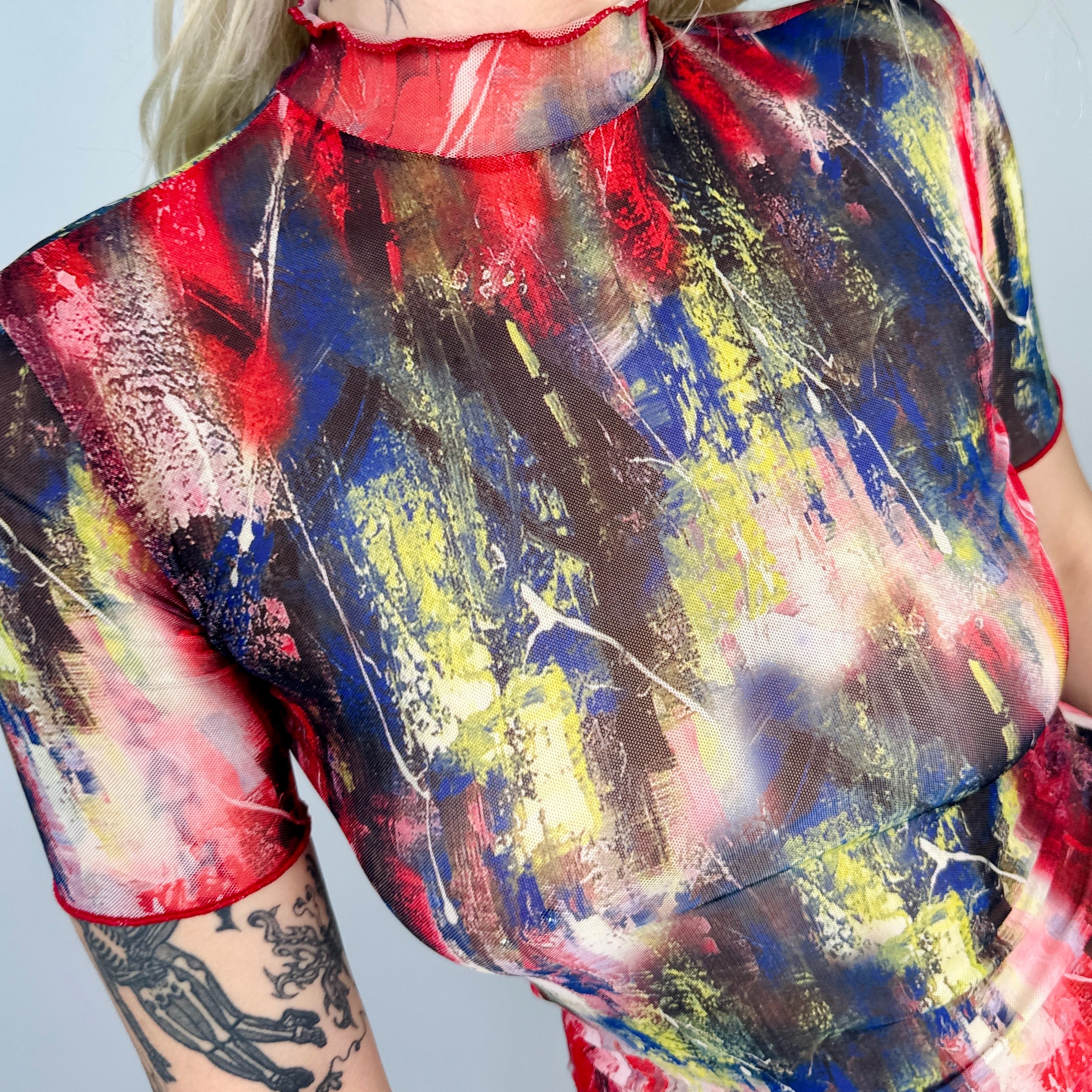 Micromesh Mock Neck Mini Dress (XS)