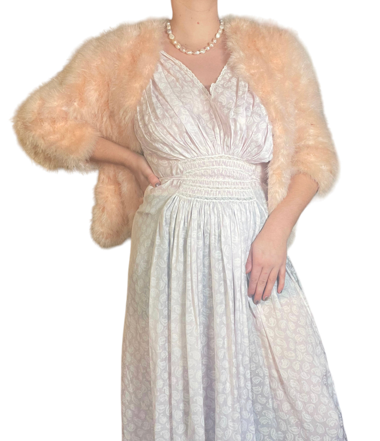 30s Pink Marabou Feather Bolero (M)