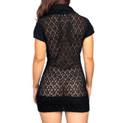 Caché Lace Cowl Neck Mini Dress (M)