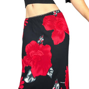 Vintage Chiffon Rose Maxi Skirt (L)