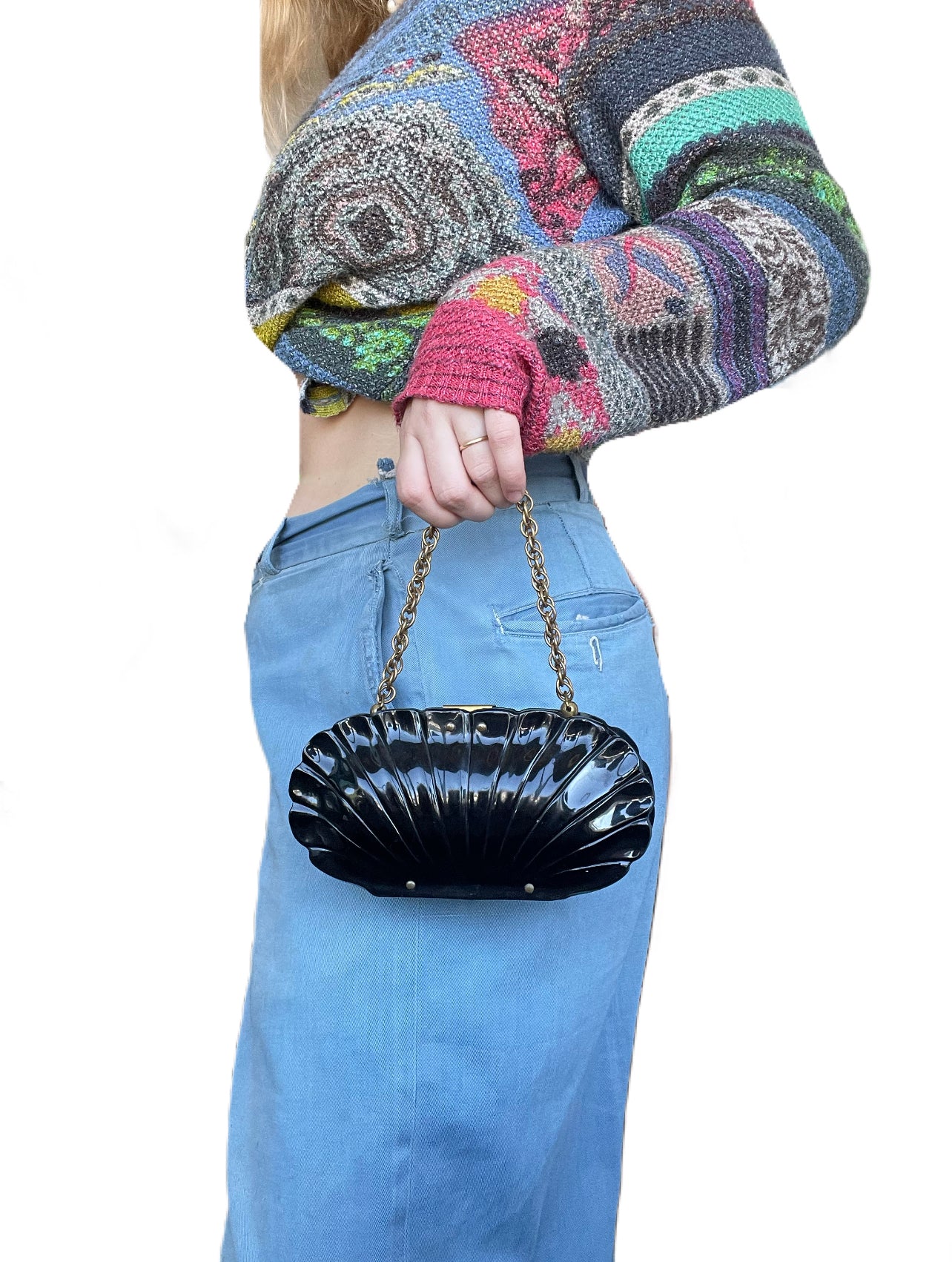 50s Black Clam Shell Purse