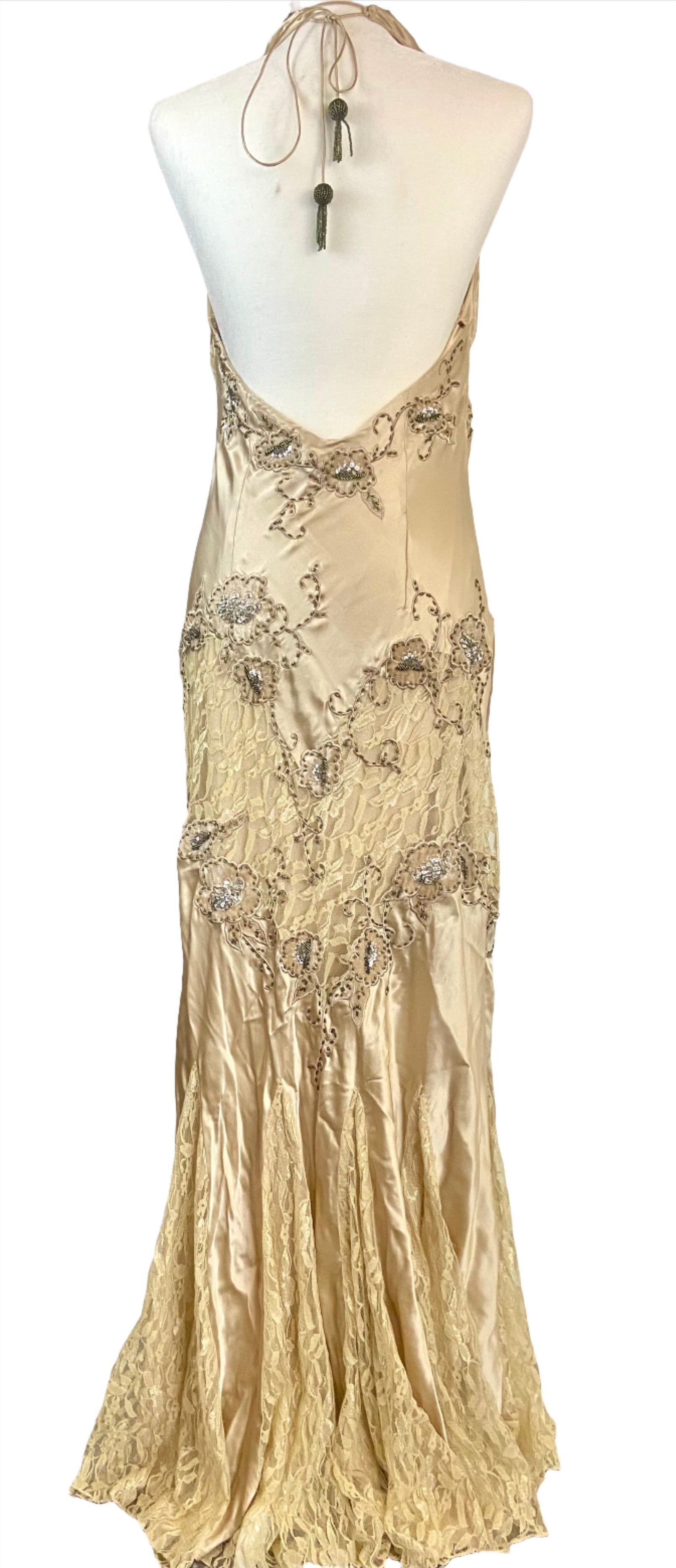 Cache Satin Gold A-line Dress Cache Satin Gold A-line Dress