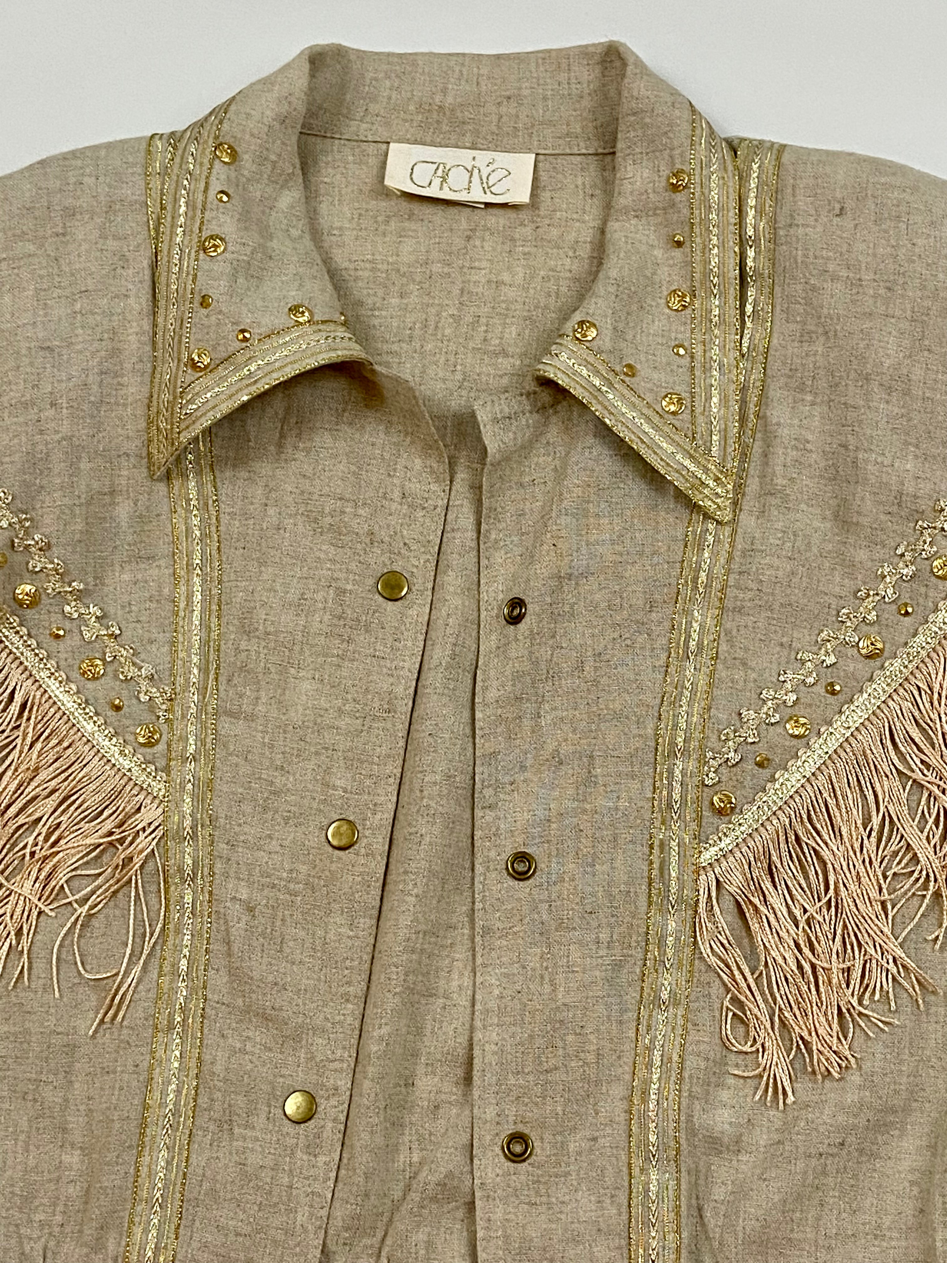 Cache Linen Fringe Tassel Studded
Western Jacket