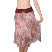 Y2K Pink Silk Chiffon Printed Midi Skirt (XS/S)