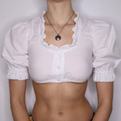 Y2K White Milkmaid Crop Top (XS)