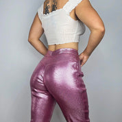 90s Metallic Pink Disco Pants (S)