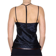 Y2K Beaded Black Silk Camisole (M)