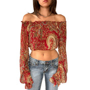 Y2K Paisley Blouse (M/L)