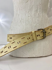 Cream leather belt