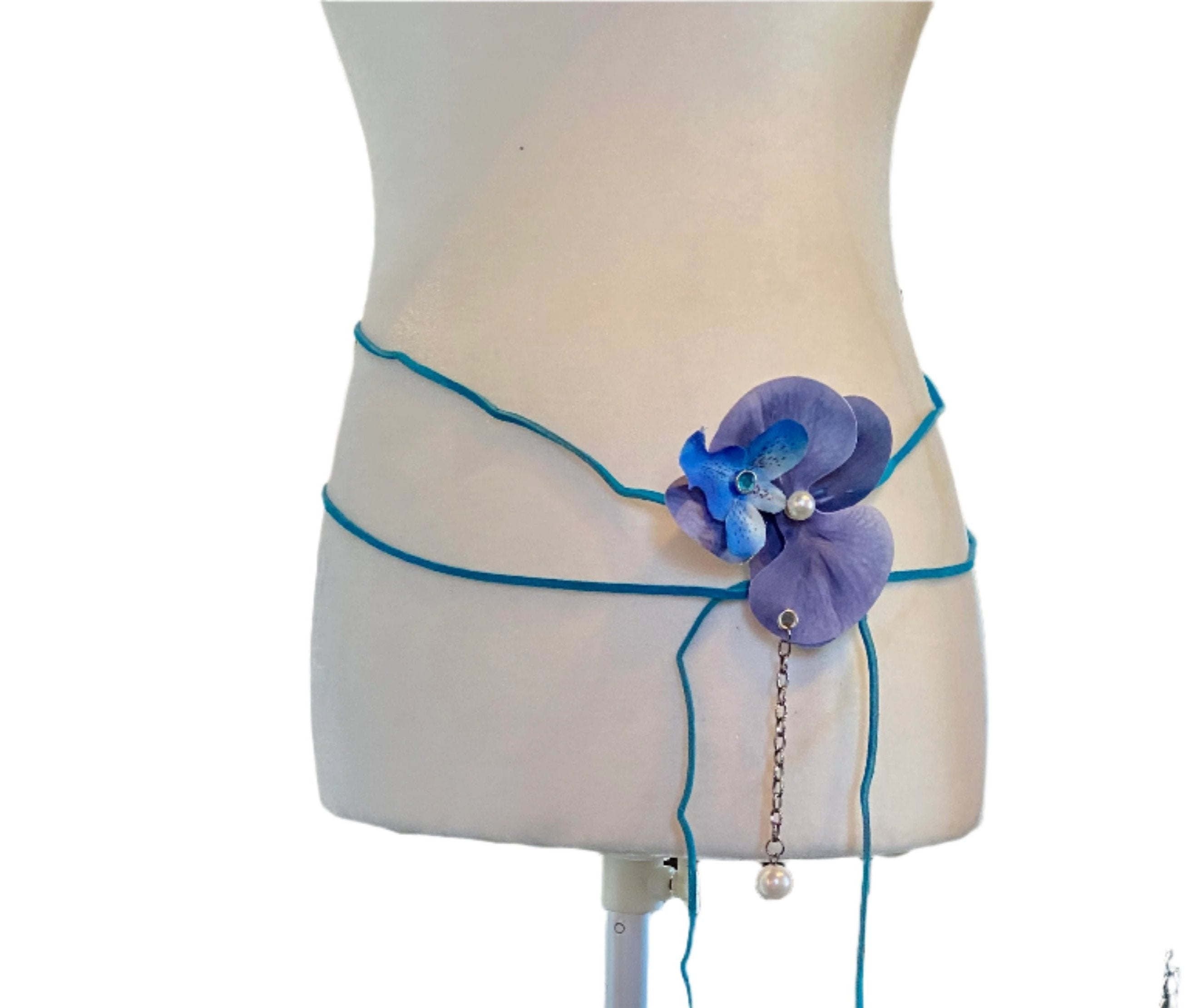 Blue flower choker & belt
