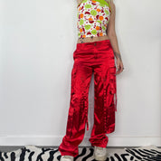 Cherry Red Satin Cargos (S)