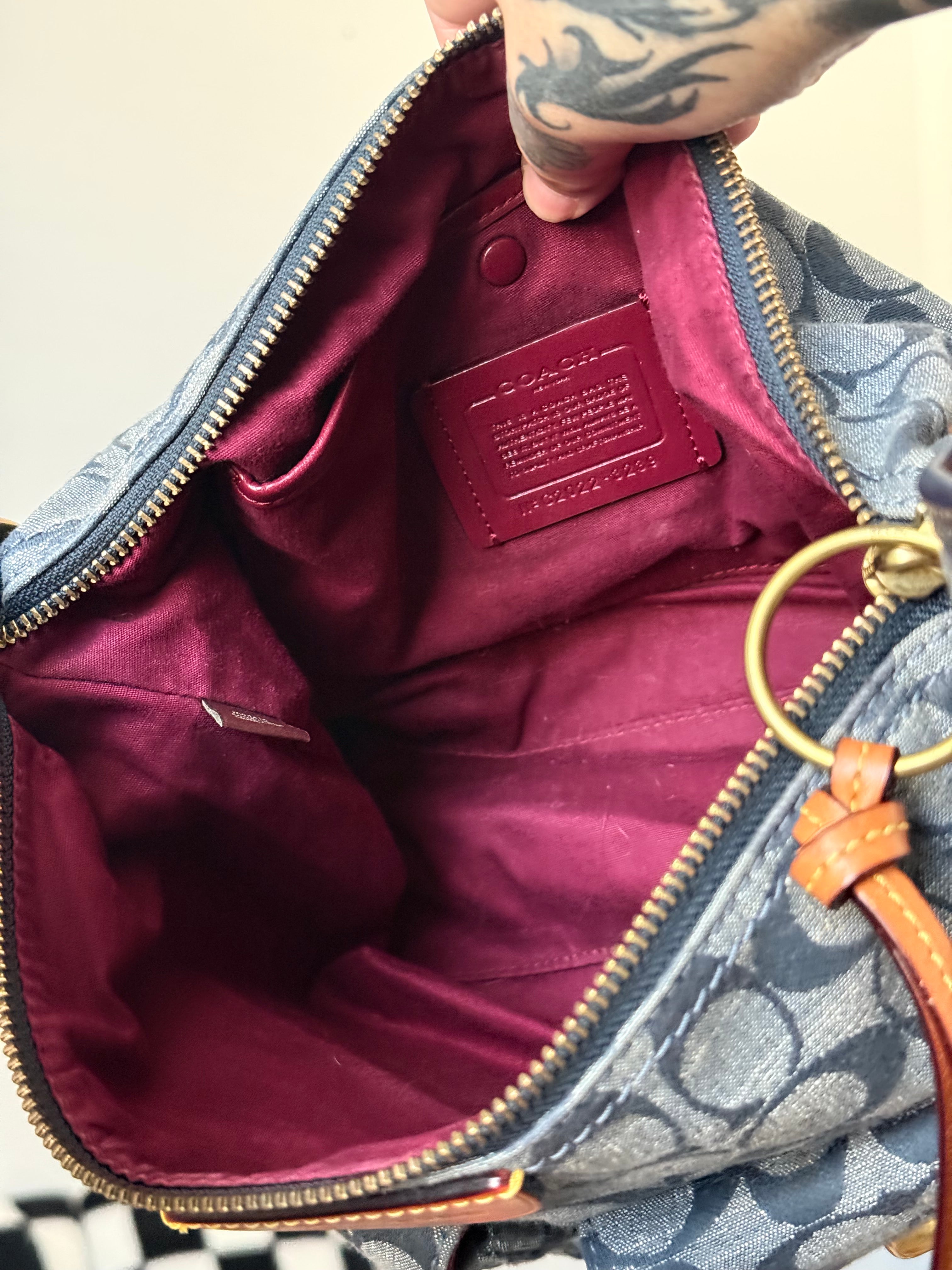 Coach signature chambray cargo shoulder bag