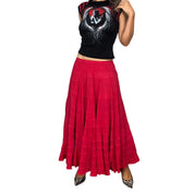Vintage Flowy Red Maxi Skirt (S)