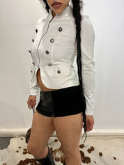 Vintage Jersey Military Cropped Zip Up Jacket (S)