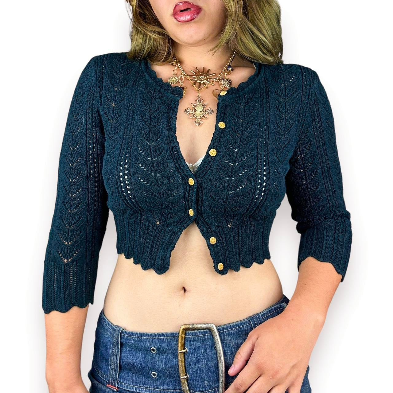 2000s Express Crochet Cropped Cardigan (M)