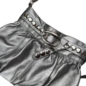 Y2K Studded Silver Leather Bag