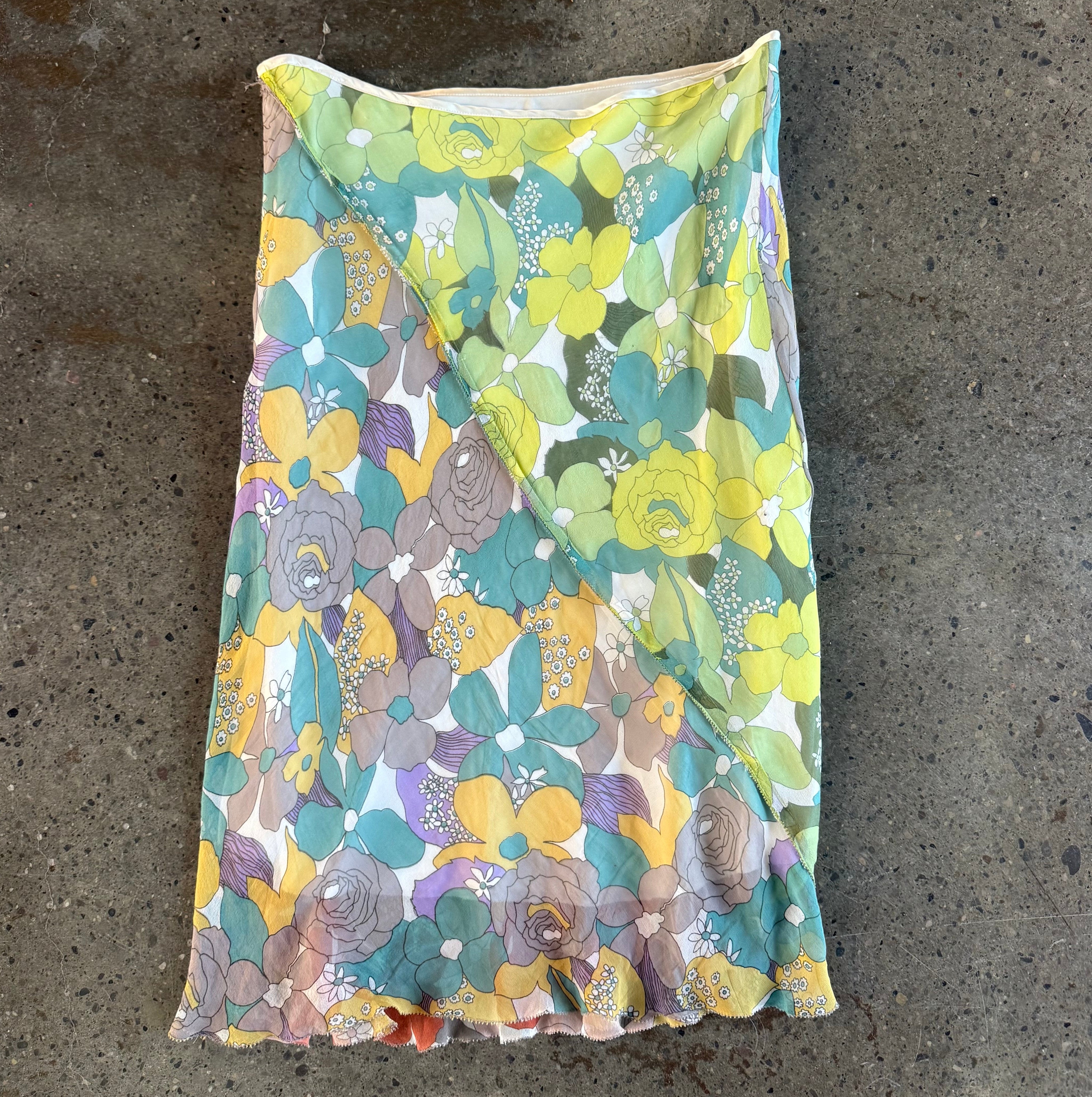 D Studio 100% Silk Embellished Midi Skirt (M)