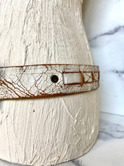 White Brown antique cracked leather