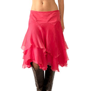 Y2K Silk Sorbet Tiered Skirt (S)