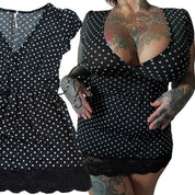 Y2K polka dot babydoll mini dress (S/M)