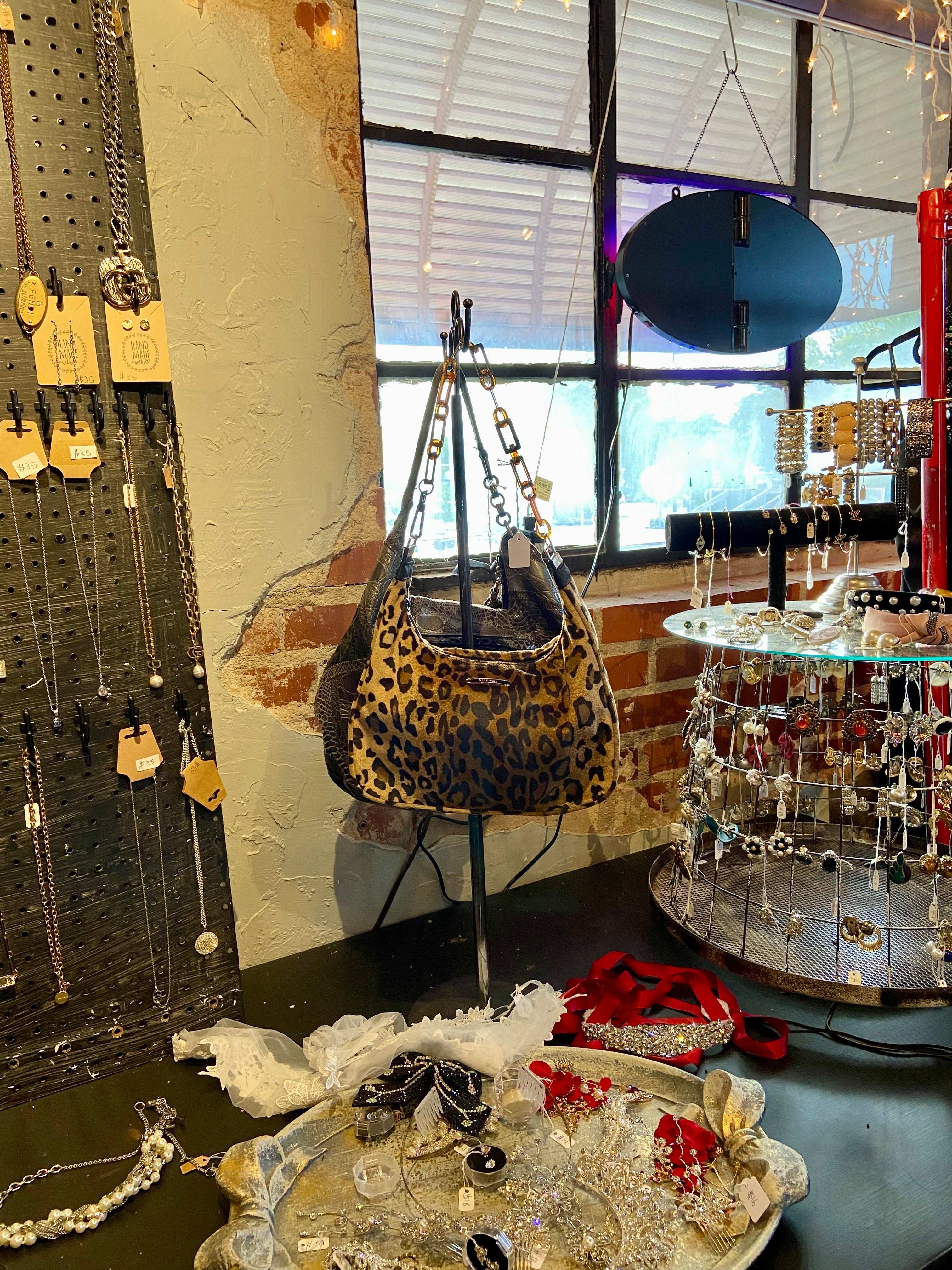 reworked chain handles Nine West bag color animal print