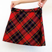 90s Red Plaid Mini Skirt (S)