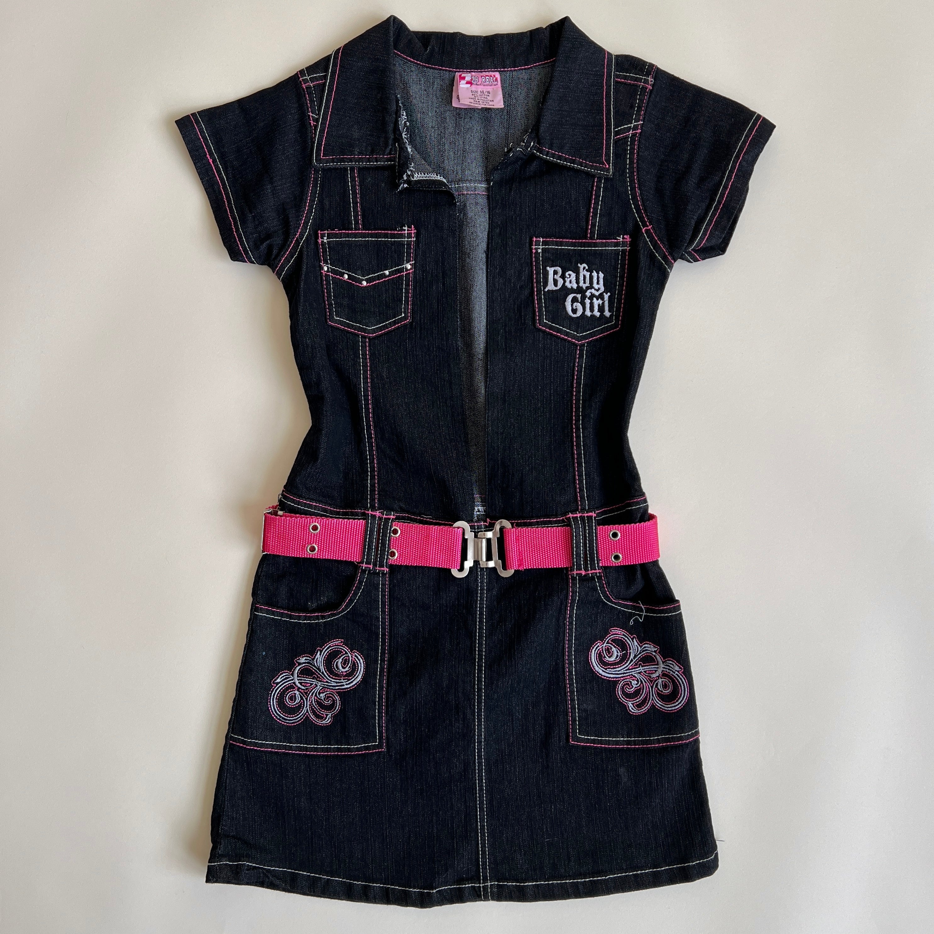 00s Babygirl belted denim mini dress (S)