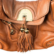 Bebe Brown Leather Boho Bag