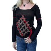 Vintage Save the Queen! Black Medieval Embroidered Knit Longsleeve (S)