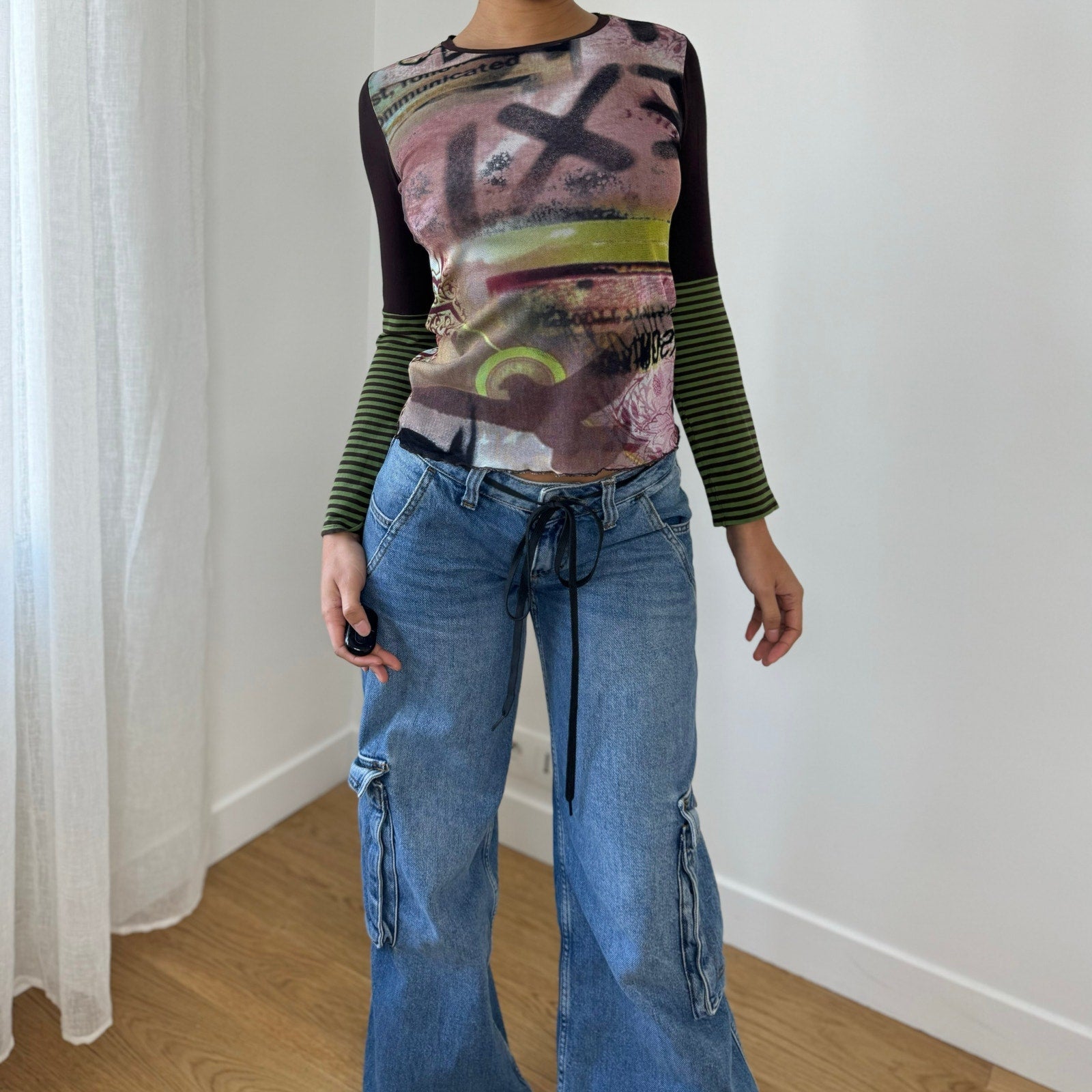 Vintage Mesh & Slinky Blouse (S)