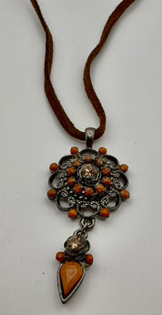 Boho Vintage Orange Pendant
Necklace Set