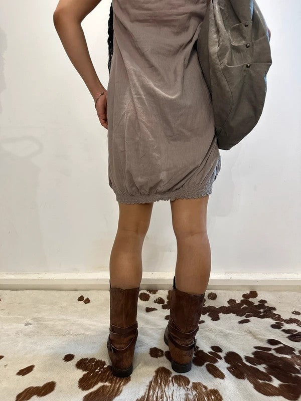 Vintage 100% Cotton Ruched Indie Sleaze Mini Dress (S)