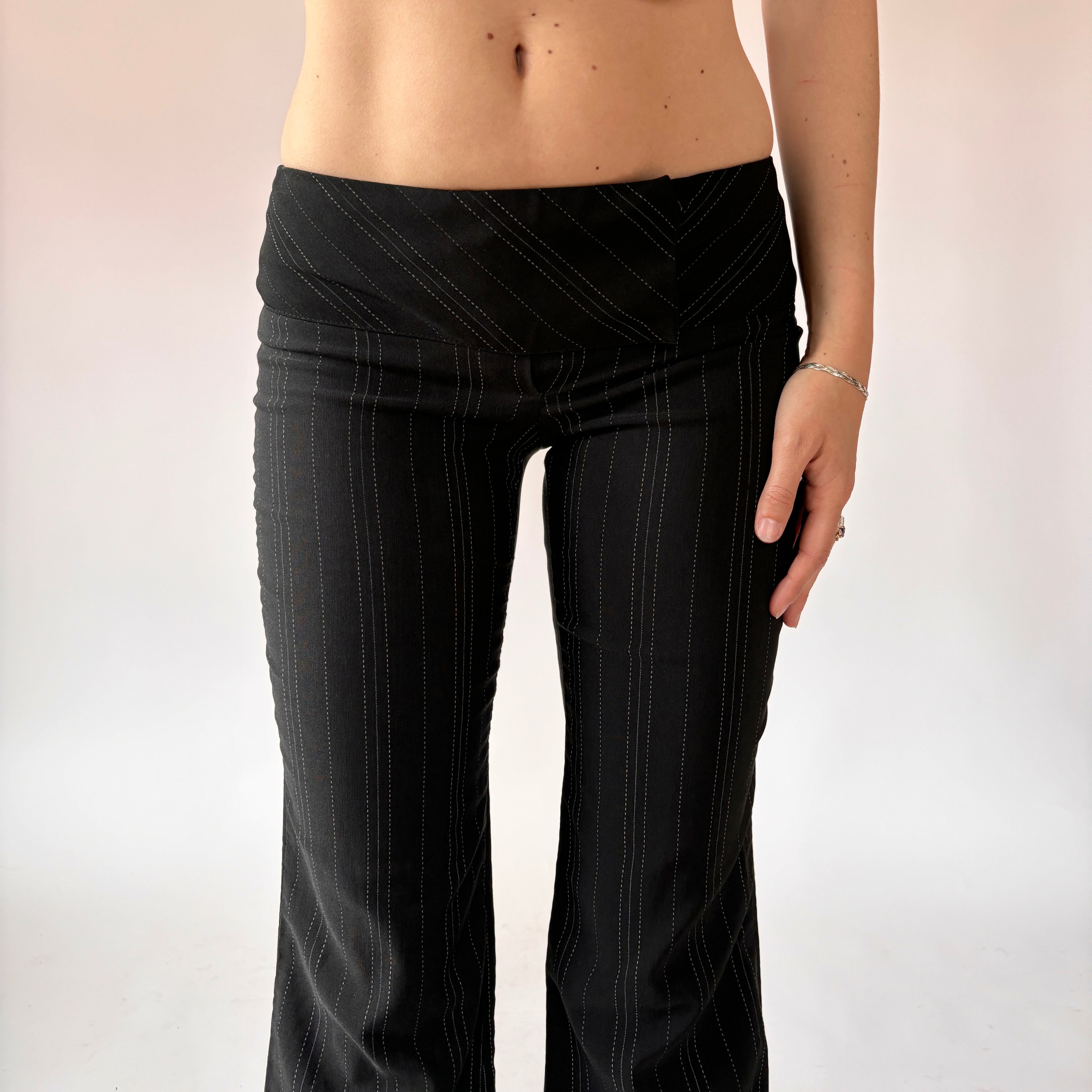 Y2K Corpcore Pinstripe Trousers (XS Slim)