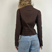 Vintage Brown Denim & Leather Jacket (S)