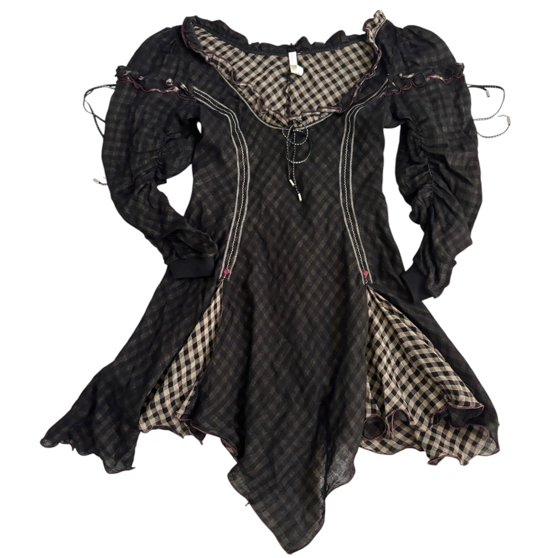 Italian Deconstructed Plaid Mini Dress (M)
