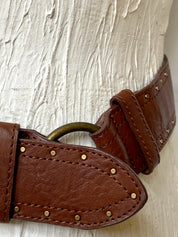 Leather brown waist belt