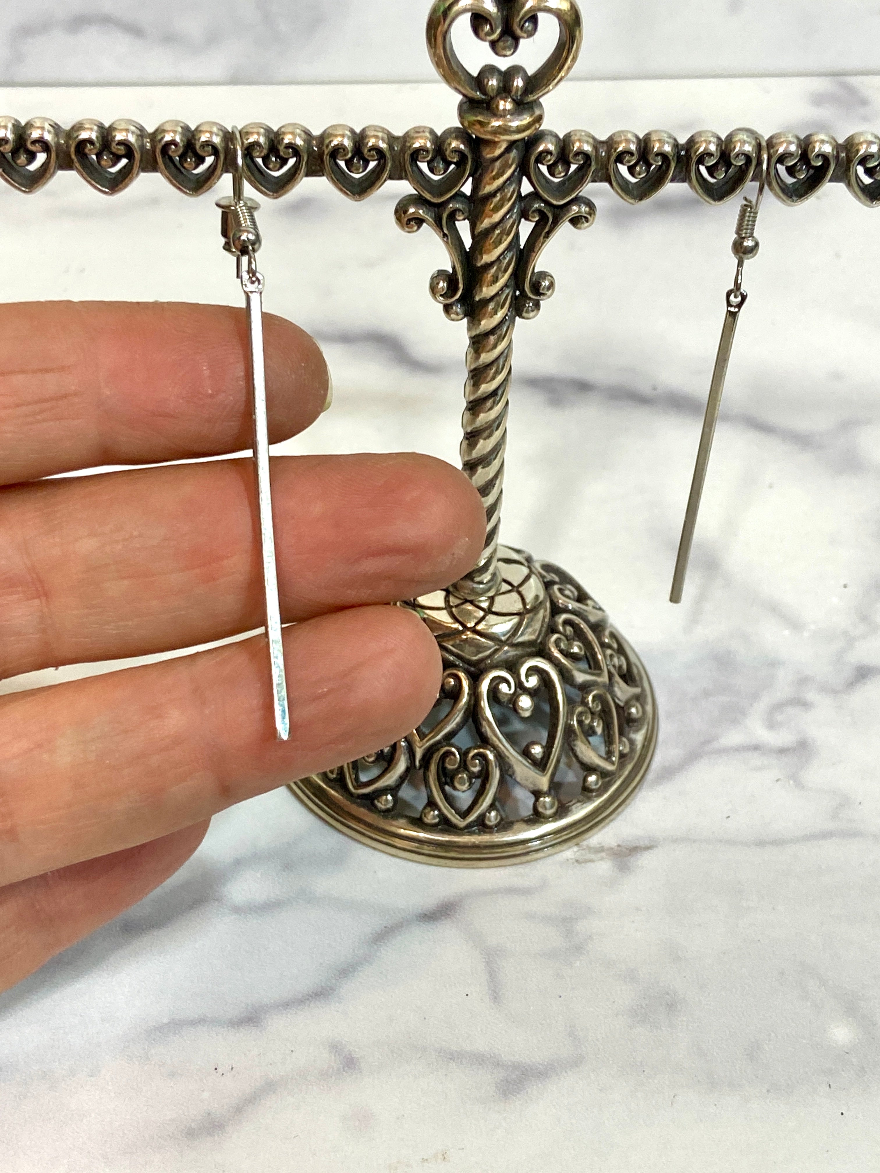 Silver stick earrings