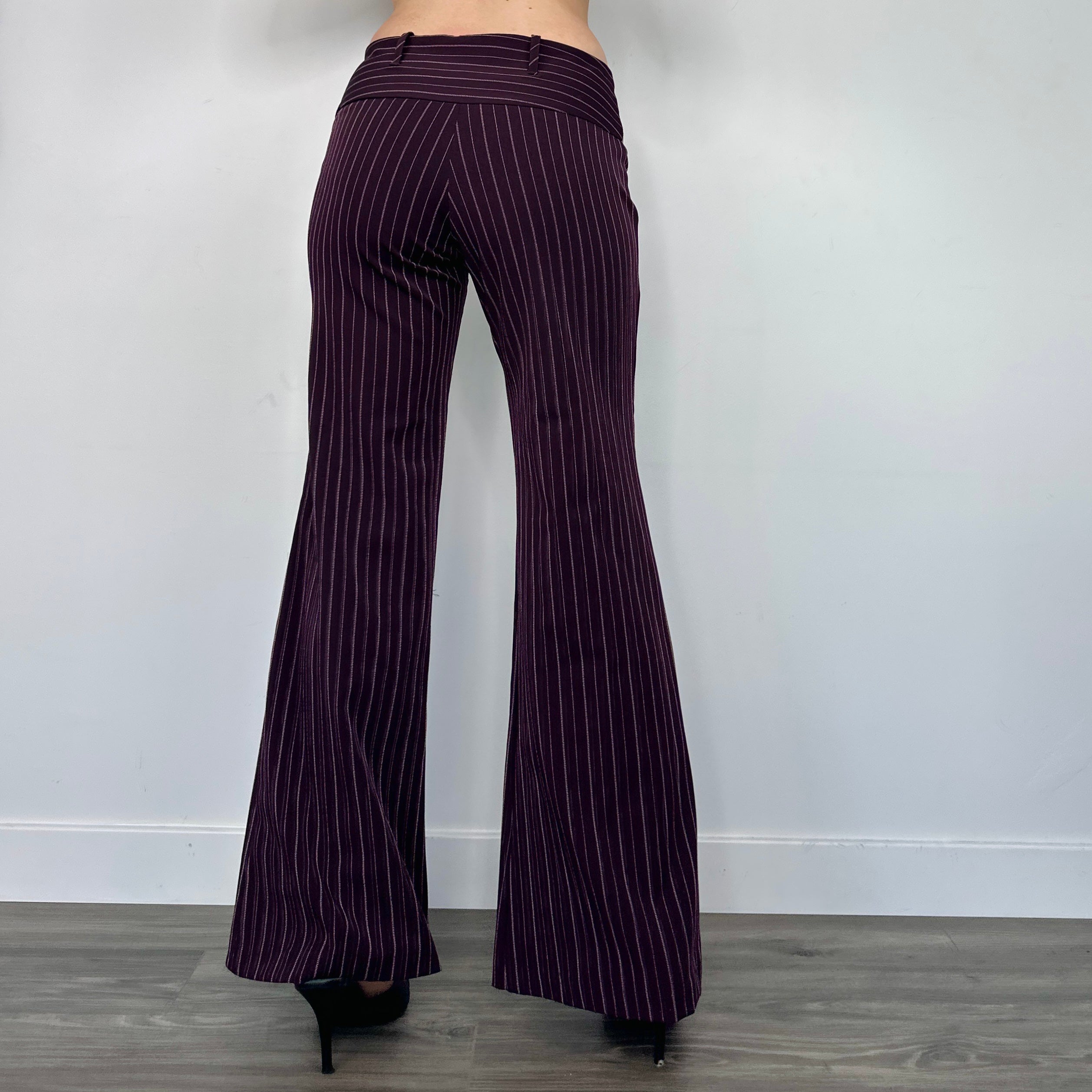 Y2K Plum Pinstripe Trousers (XS/S)