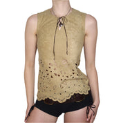 Y2K Italian Boho Faux Suede Top (S)