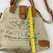 Myra Bag Upcycled Gerster Shoulder Bag Leather Canvas Accents Crossbody Strap