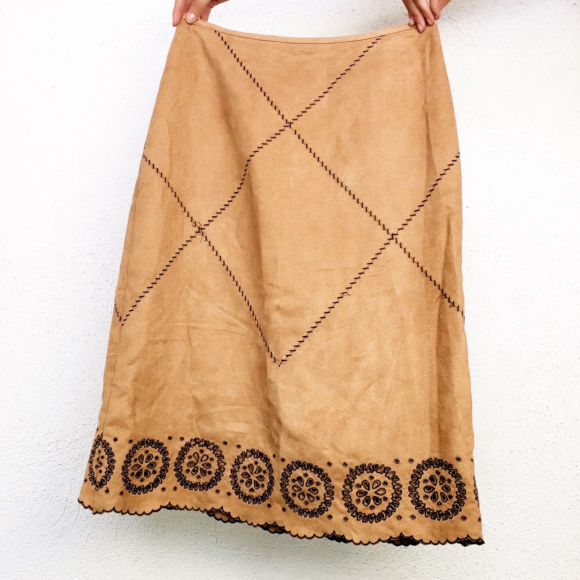Faux Suede Midi Skirt (S/M)
