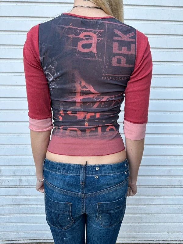 Vintage Cop Copine Graphic Print Longsleeve Top (S)