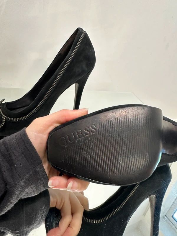 2010s  Guess Zipper Bow Coquette Stiletto Court Shoes (UK 4 US 6 EU 37))