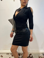 Vintage Black Subversive Avant Garde Mini Dress (S)