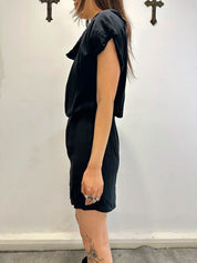 Vintage Sheer Black Avant Garde Draped Mini Dress (XS/S)
