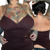 Y2K brown club top (S/M)
