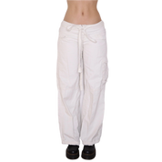 Y2K White Baggy Low Rise Cargo Pants (S)